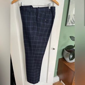 Men’s Theory Navy Plaid Dress Pants